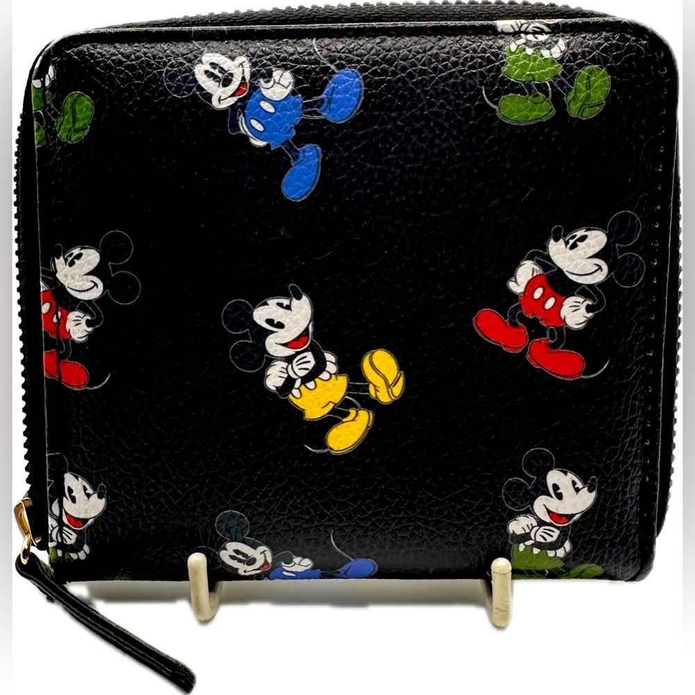 Cute Disney Black Mickey Mouse Bifold Multicolored Wallet w/Mickey Mouse Designs